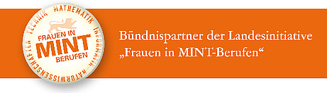 Logo MINT Bündnispartner der Landesinitiative "Frauen in MINT-Berufen"