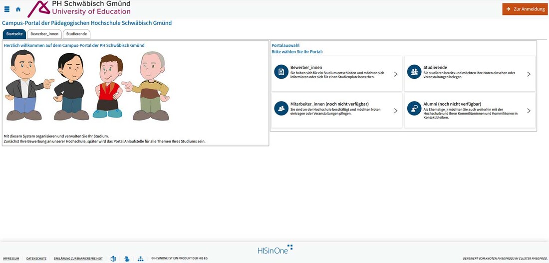 Screenshot Campus-Portal der PH Schwäbisch Gmünd